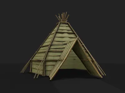 Bamboo Shelter 3 Low-poly 3D model