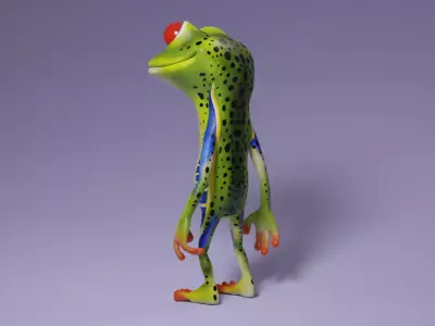 Toon Humanoid Frog Free low-poly 3D model