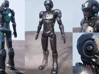 Android Sci-fi Police Robot soldier military 3D 3D model