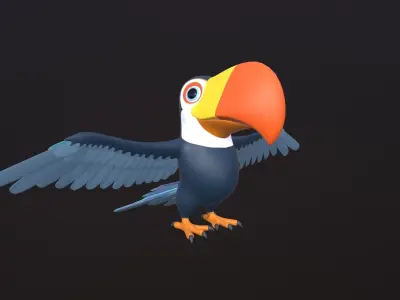 Asset - Cartoons - Animal -Toucan Rigged 3D model  3D model