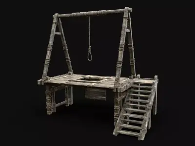 GALLOWS HANGING EXECUTION TORTURE TORMENT DEATH CONSTRUCTION Low-poly 3D model