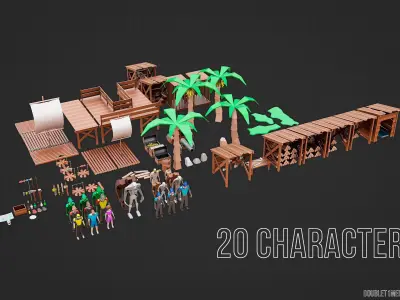 Pirat Pack Low-poly 3D model