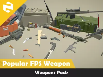 Weapons Pack - Popular FPS Weapon Low-poly 3D model