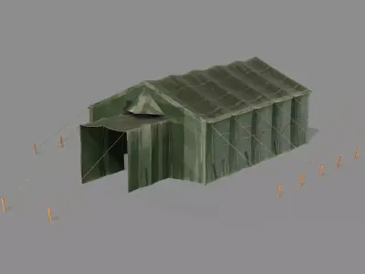 Military Tent Game Ready Low-Poly 3D Model Low-poly 3D model