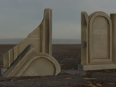 Hand Sculpted cemetery gravestones part 8 Low-poly 3D model