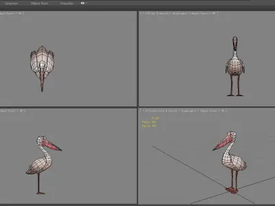 Cartoon pelican Low-poly 3D model