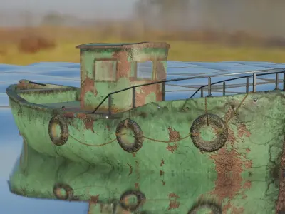 Boat Fishing Low-poly 3D model