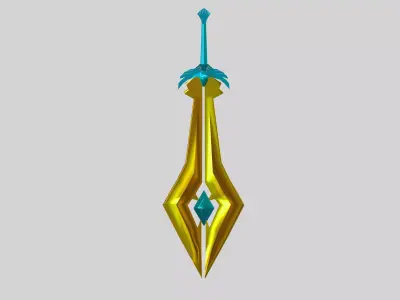 Sword golden Low-poly 3D model