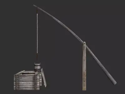 medieval water well Low-poly 3D model