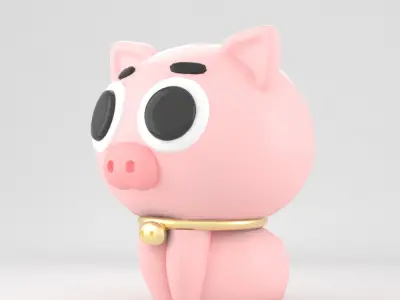 pig 3d cartoon Low-poly 3D model
