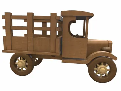 Wooden car toy truck 2 Free 3D model