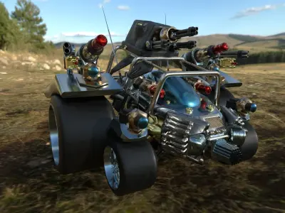 ZBrush Hard-Surface Toon Vehicle Game asset Low-poly 3D model