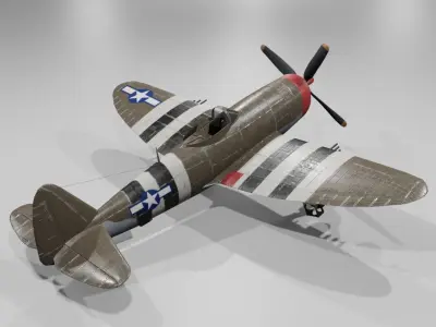    P-47D-25 Fighter-bomber Aircraft  Low-poly 3D model