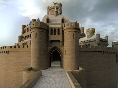 Spiral Castle Fortress Fantasy Hilltop Citadel Low-poly 3D model