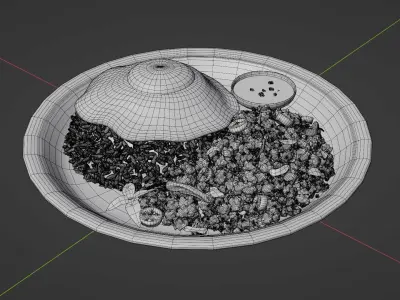 Spicy basil mince pork with fried egg 3D model