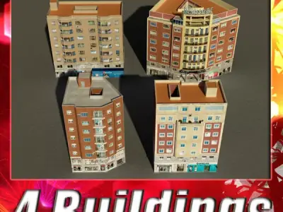 Building Collection 77-80 Low-poly 3D model