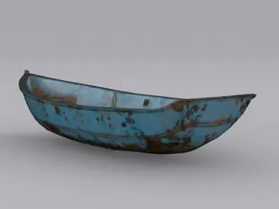 Metal Row Boat Low-poly 3D model