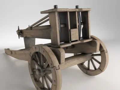 Ballista wooden cannon Low-poly 3D model