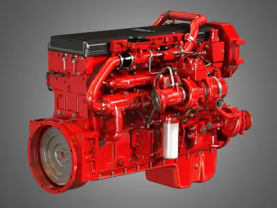 X15 Heavy Duty Truck Engine - 6 Cylinder Diesel Engine 3D model