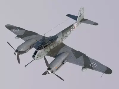 Me-410A1-U4 old war plane flying in sky 3D model