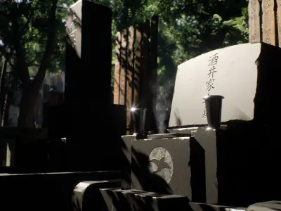 Japanese Cemetery Low-poly 3D model