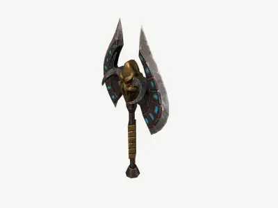 Stylized fantasy axe Low-poly 3D model