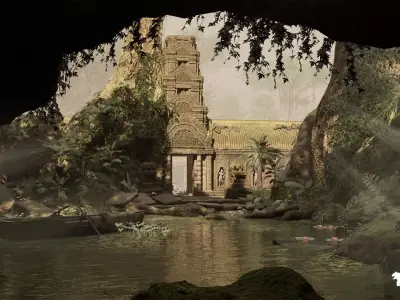 Jungle Ruins Lost Temple Ancient Environment Low-poly 3D model