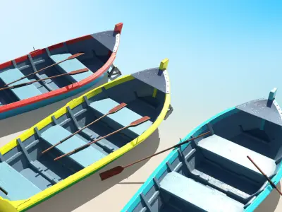 Painted Fishing Boat Low-poly 3D model