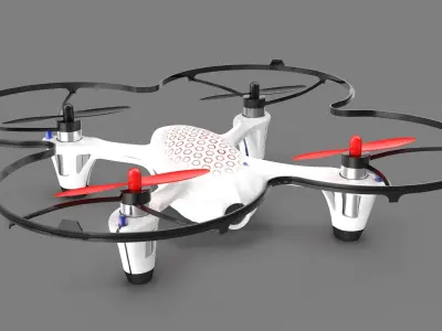 Hubsan X4 H107C White Propeller Guard Low-poly 3D model