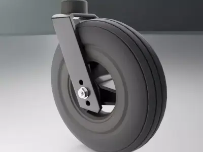 Wheelchair small front wheel 2 with procedural PBR material 3D model