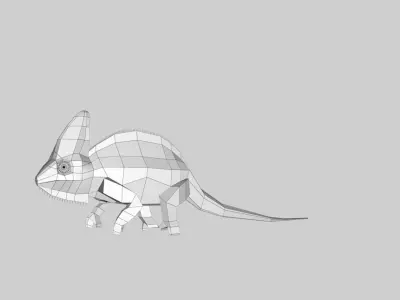 Chameleon polygonal dinosaur Low-poly 3D model
