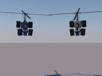 Skibidi Toilet Helicopter Low-poly 3D model Low-poly 3D model