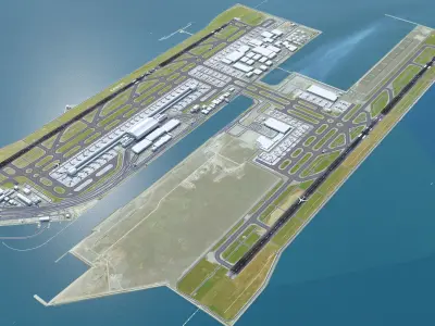Kansai International Airport 10km Low-poly 3D model