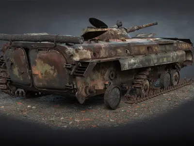 BMP-1 IFV Destroyed Game Ready Low-poly 3D model