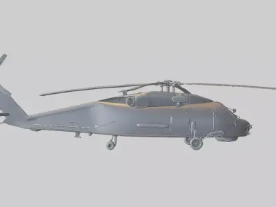 Black Hawk Military Helicopter Low-poly 3D model