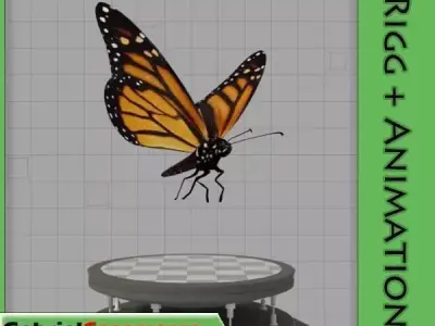 Monarch Butterfly Low-poly 3D model