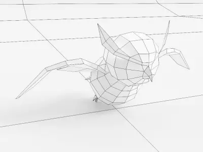 Owl 3d model orange flying in air Low-poly 3D model