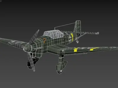 The image shows a 3D model of a military aircraft Low-poly 3D model