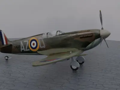 World War 2 Spitfire With Pilot Low-poly 3D model