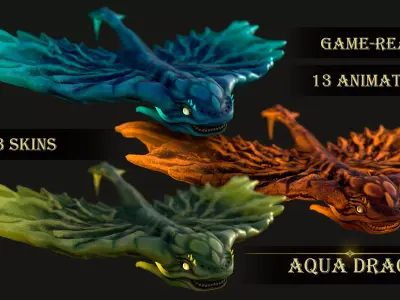 Aqua Draco Low-poly 3D model