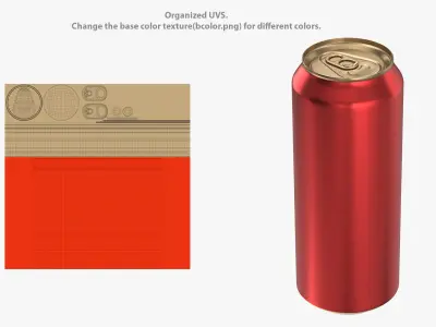 Standard Aluminum Can 500ML 3D model