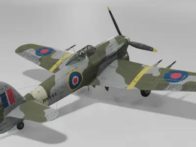 Hawker Typhoon Mk Ib Fighter Aircraft Low-poly 3D model
