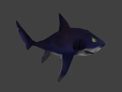 Hand Painted Low poly Cartoon Shark 3D model