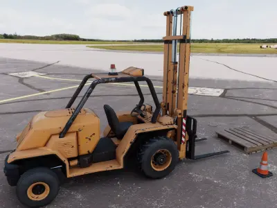 Industrial Forklift and Wood Pallet-Traffic Cone Bundle 3D model