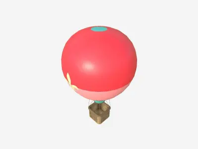 Balloon Hot Air 06 Colored Pink - Aircraft Cartoon Low-poly 3D model