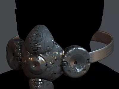 Gas mask helmet 3d model scifi Low-poly Low-poly 3D model