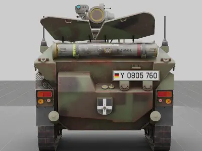 German Wiesel Tank with Tow Missile System and interiors Low-poly 3D model