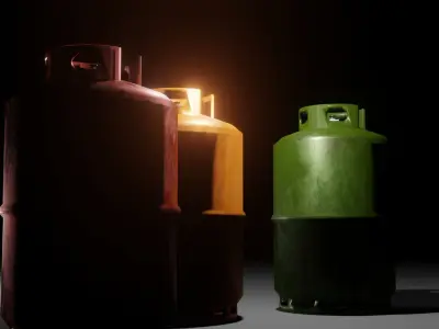 Gas Bottle with regulator 3D model Free low-poly 3D model