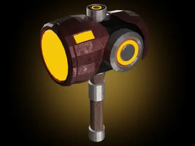 Blacksmiths sledgehammer in sci-fi and cartoon style Low-poly 3D model