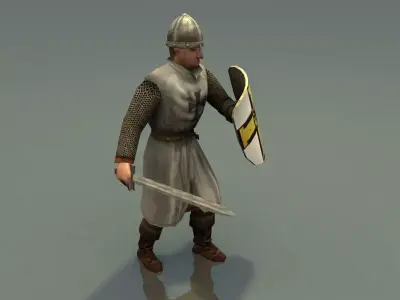 Crusader Knight Low-poly 3D model